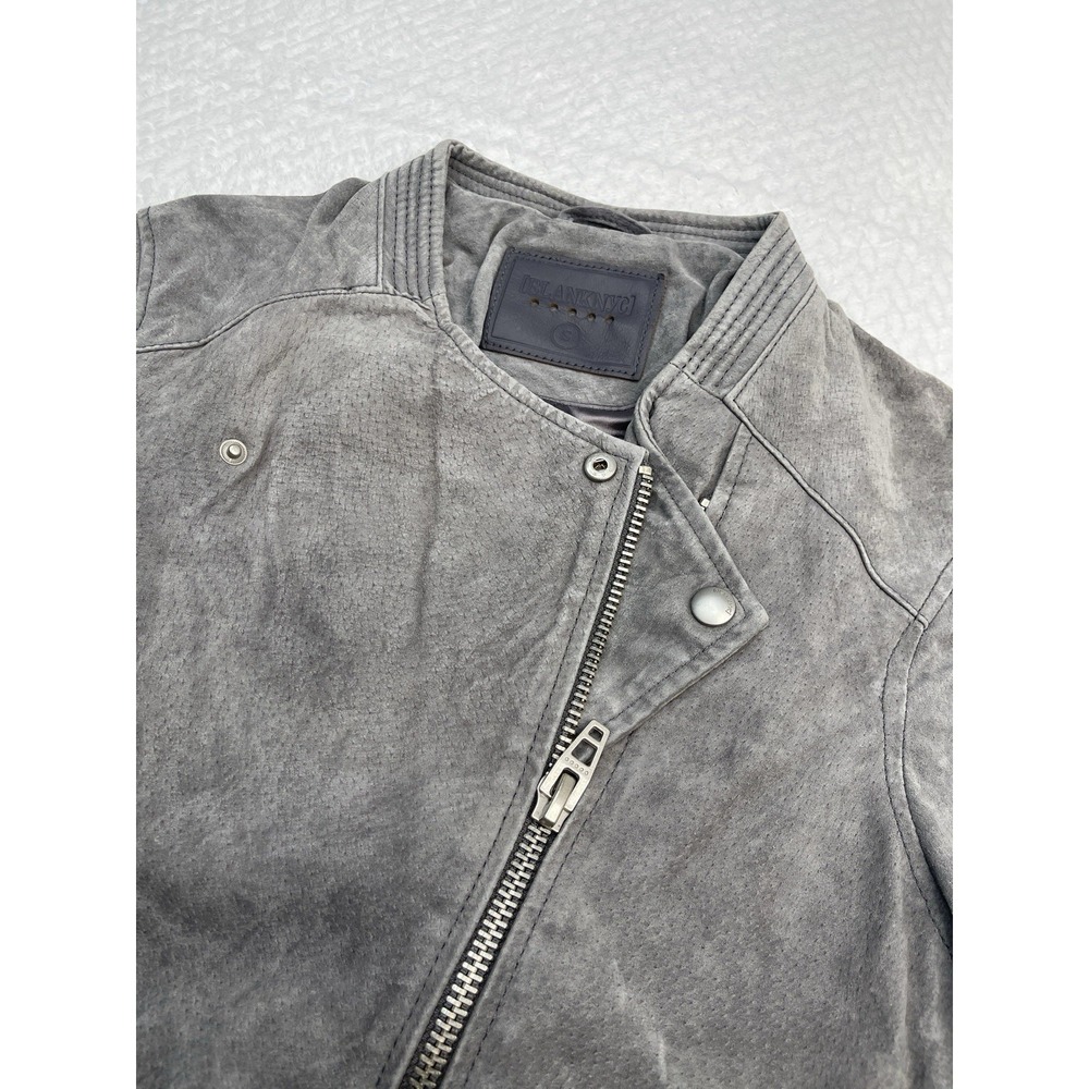 BLANKNYC Women's "No Limit" Genuine‎ Suede Leather Moto Jacket Gray  Sz Small